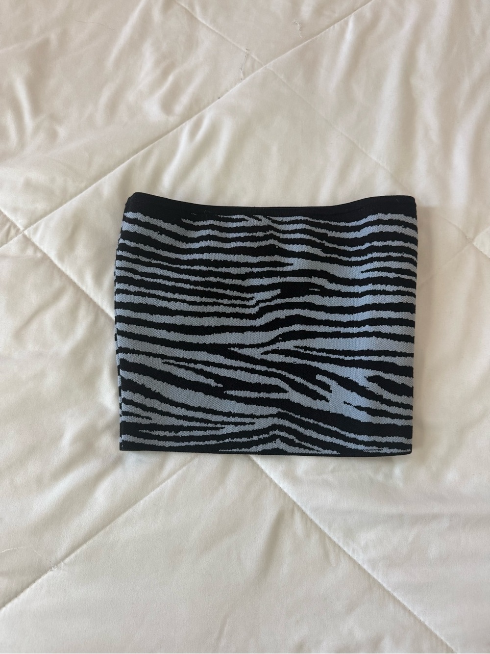 Babaton Zebra-Print Mini Tube Top in Black and Light Blue